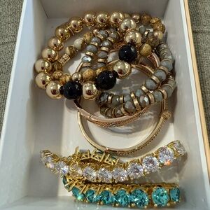 Park Lane Gold and Black Bracelet Set with Beaded Accents